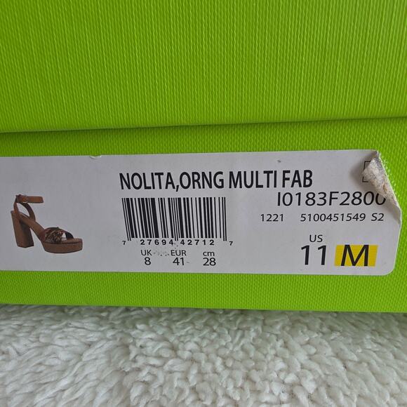 NEW Sam Edelman Women's Boho Nolita Platform Heeled‎ Sandal Size 11M Orange Ikat - Picture 6 of 7